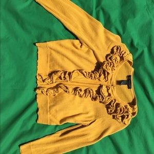 I.N.C Mustard Open Ruffle Sweater Cardigan